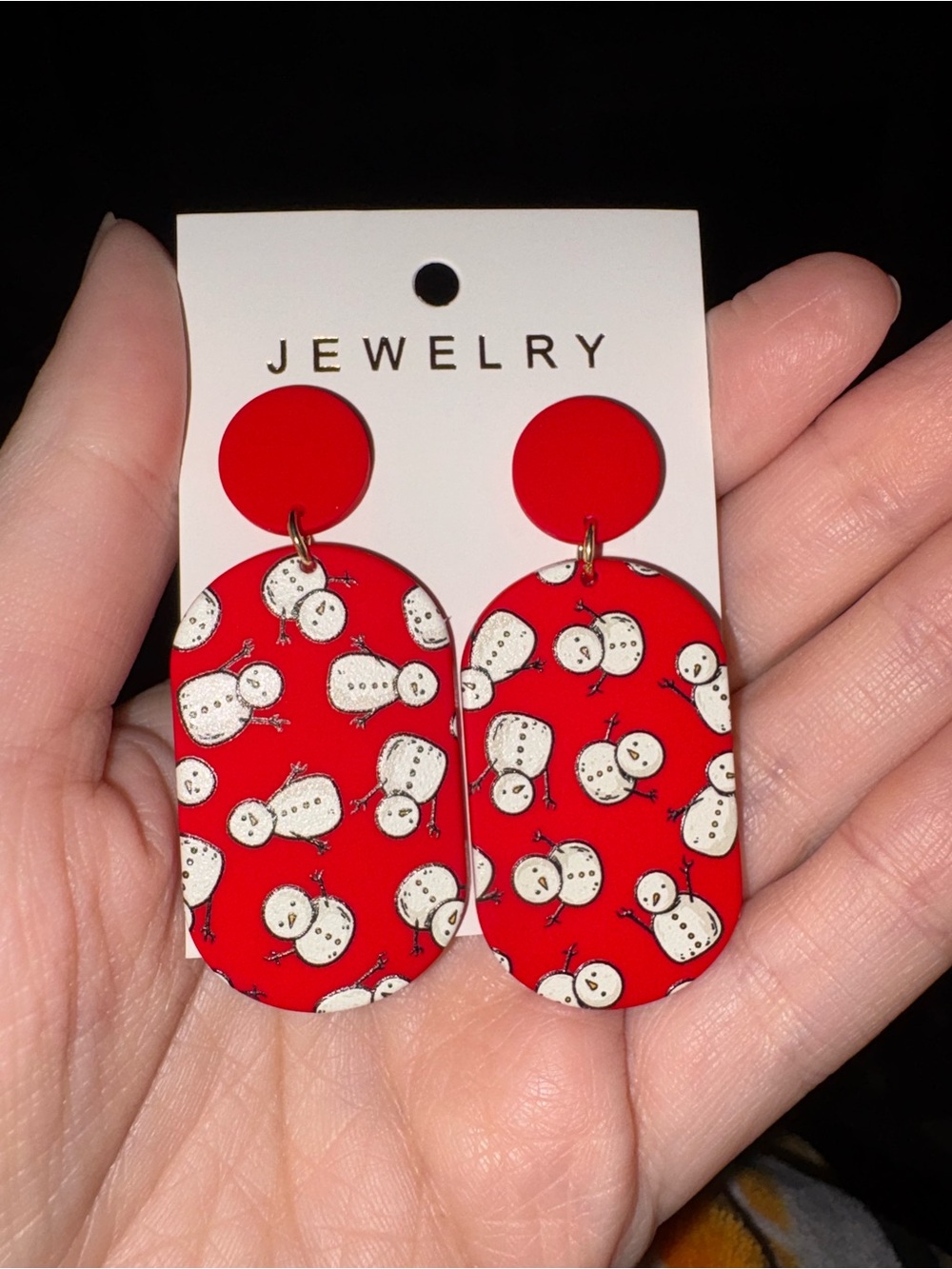 Red Snowman Dangle Earrings - Women Jewelry